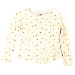 Cat & Jack Ivory Waffle Tee with Gold Stars